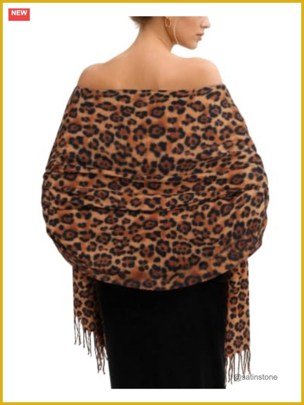 Oversized Pashmina Shawl Wrap 100% Polyester Leopard Cloak for Women